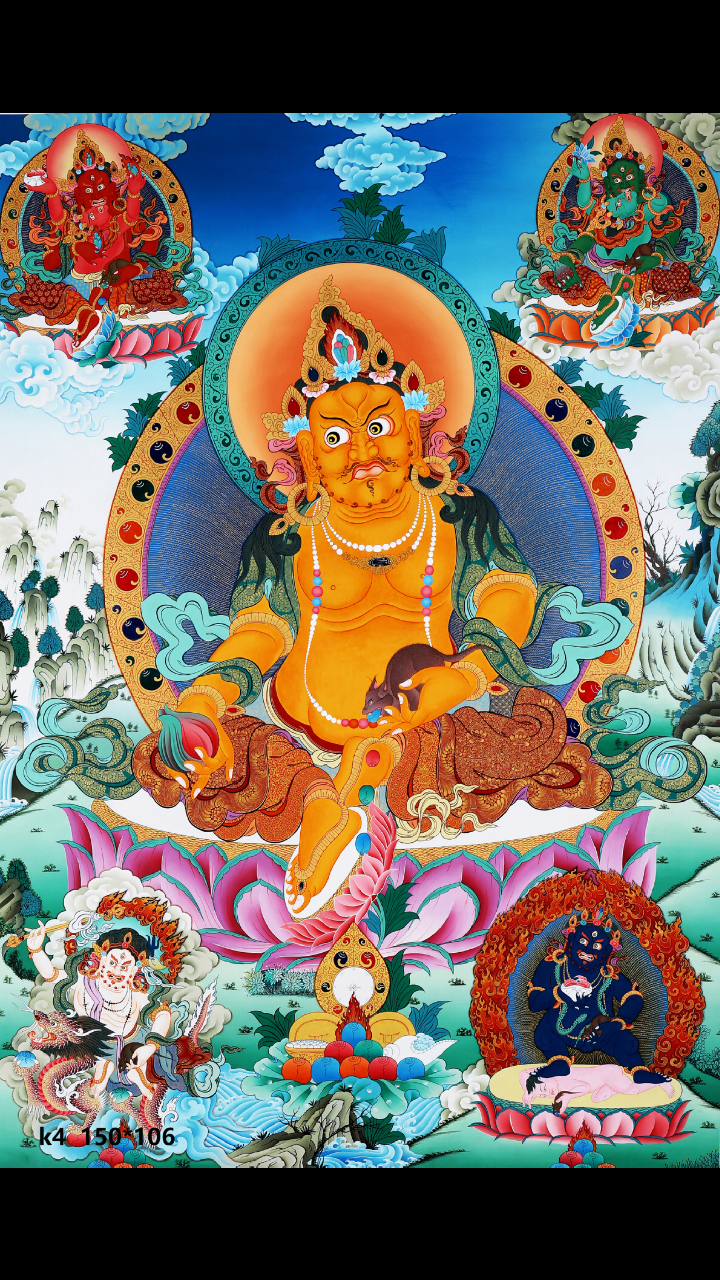 尼泊尔纯金作品《五路财神》尺幅:150*106cm,开脸霸气十足.