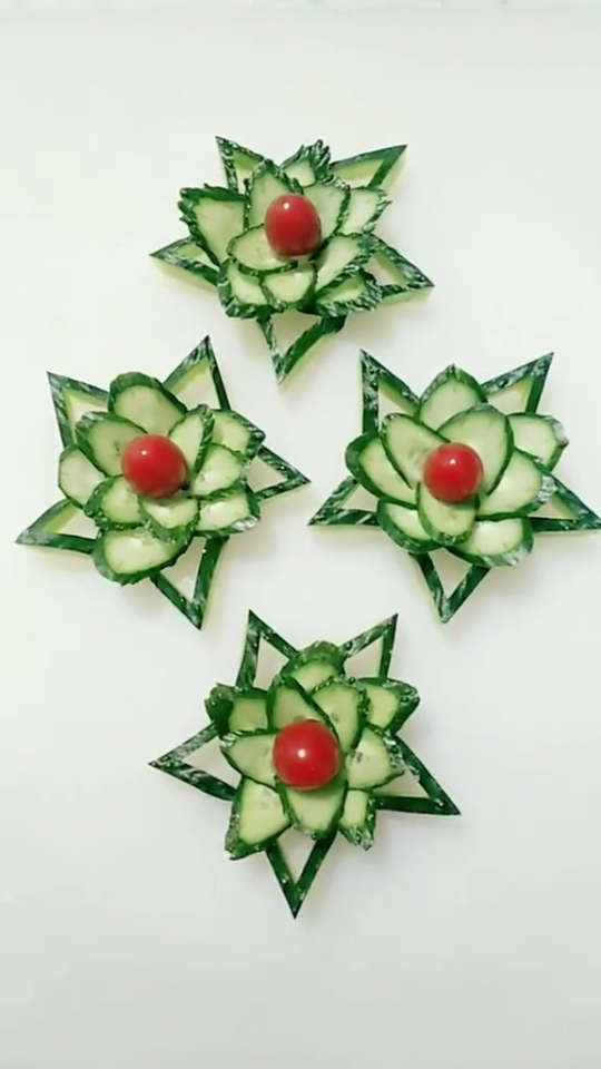 青瓜摆盘,刀工可作画