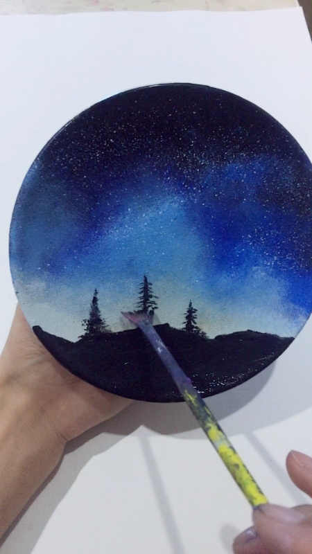 盘子上画的星空,有爱星空的宝宝吗?