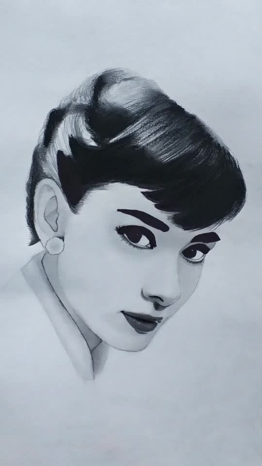 素描手绘赫本,让你感受不一样的赫本女神