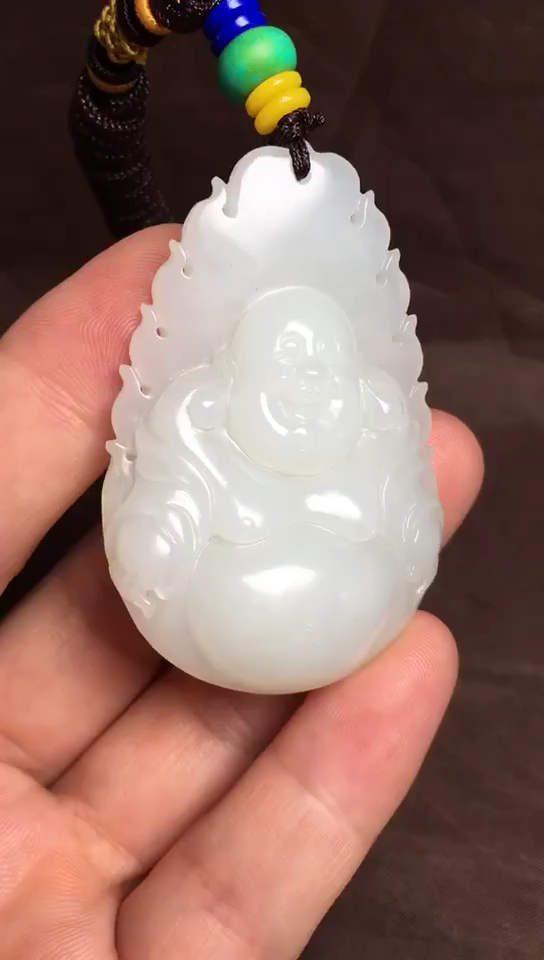 新品 和田玉弥勒佛