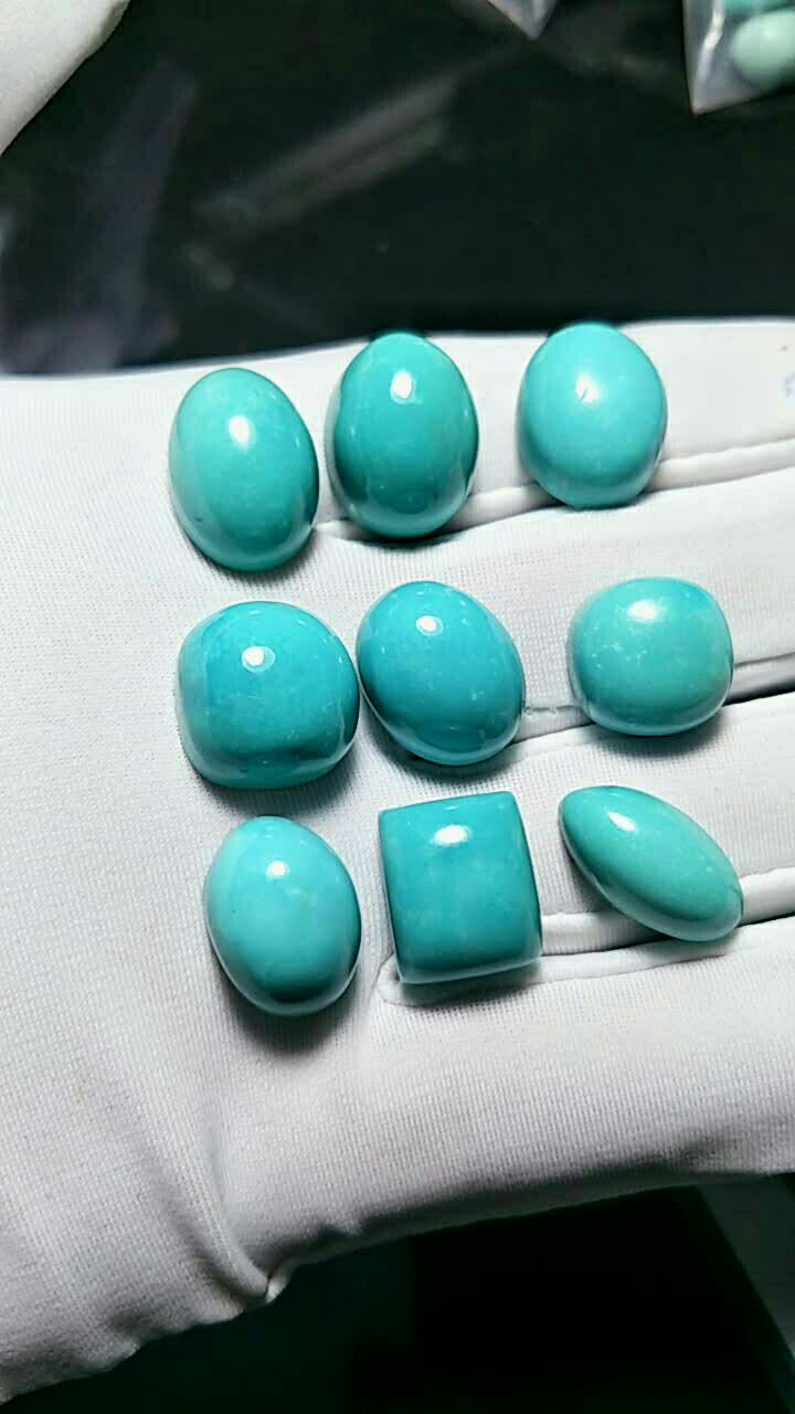 原矿高瓷绿松石戒面儿,总重20克!