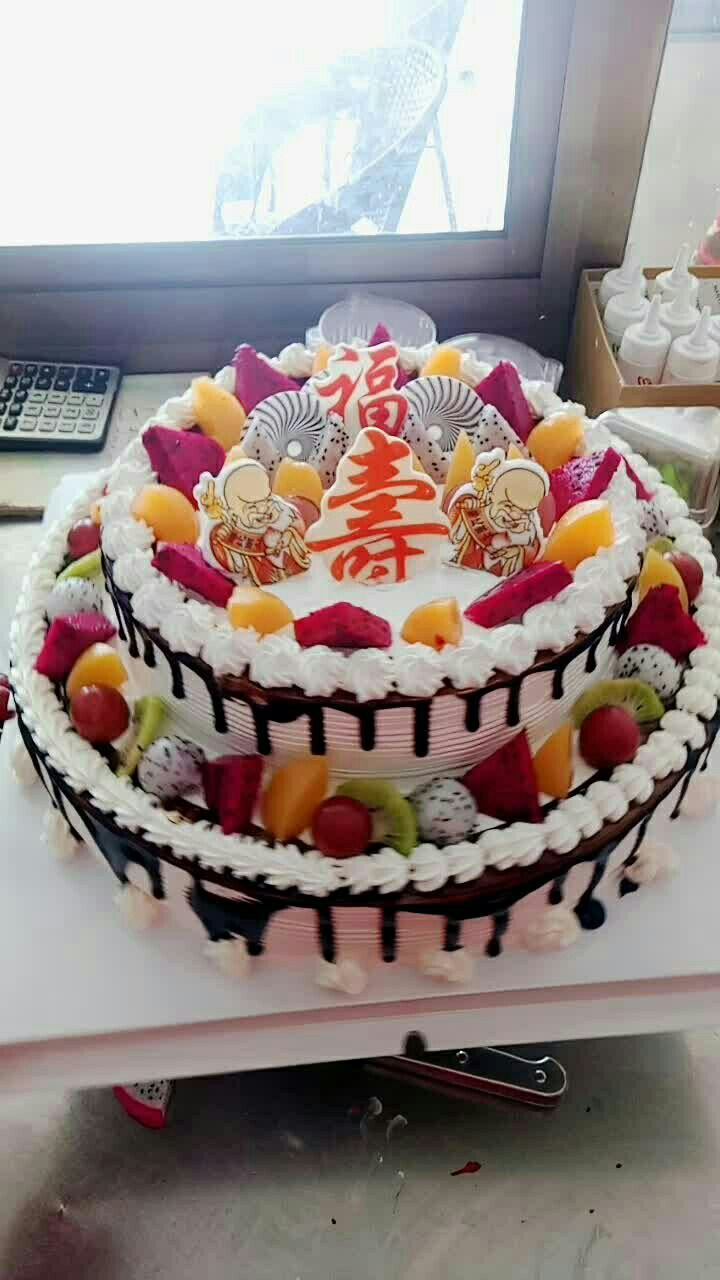 双层14寸 10寸 水果寿糕