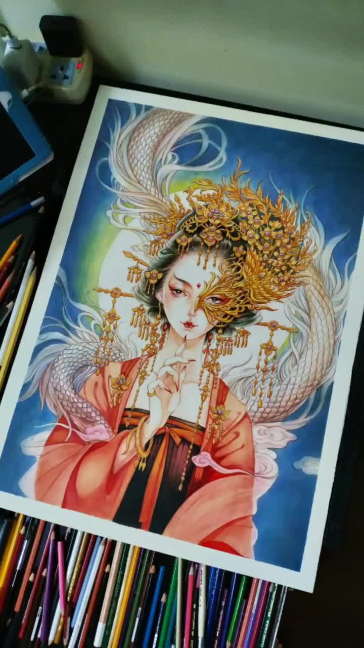 【古戈力半面妆】手绘彩铅画