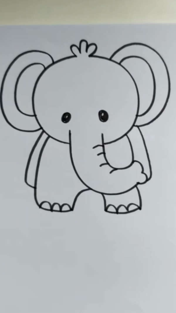 简笔画大象98,简单易学哦,宝妈们可以关注我教孩子们学画画哦