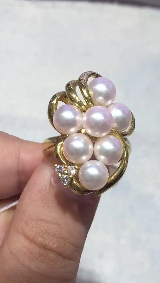 11.4克 18k金 日本阿古屋珍珠钻戒 3780元特价