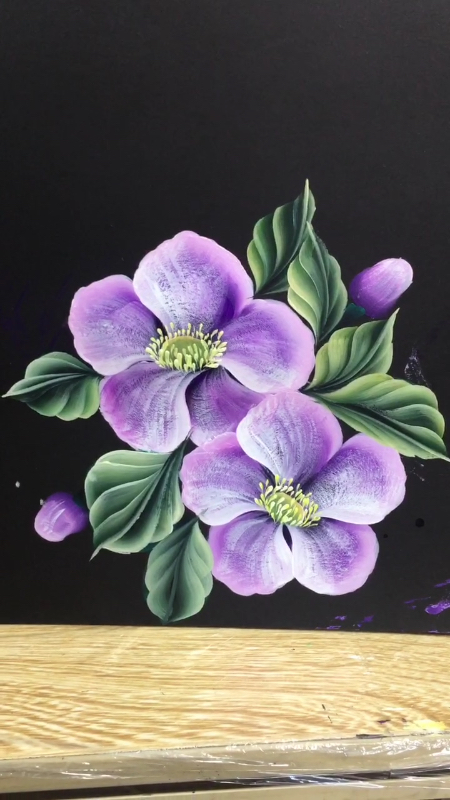 排笔彩绘入门五瓣花,选的这首歌我自己都想笑