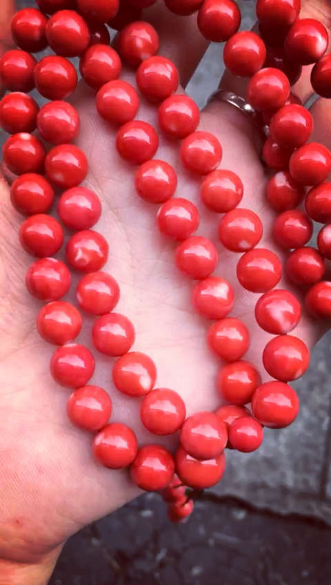 台湾momo红珊瑚,特色8-9mm108佛串