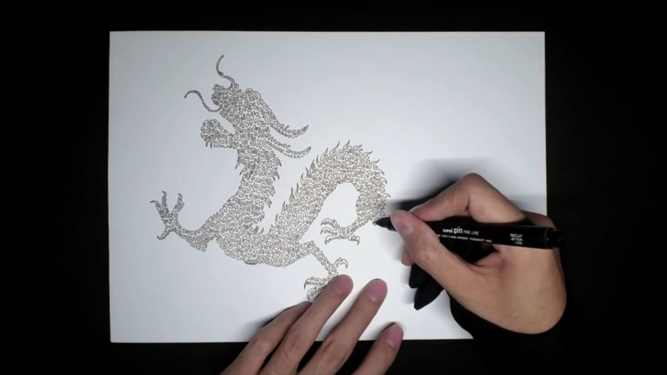 一笔画龙·用一根线条完成一张画