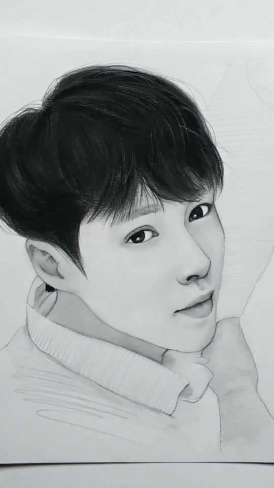 你们的小绵羊,张艺兴素描手绘过程视频