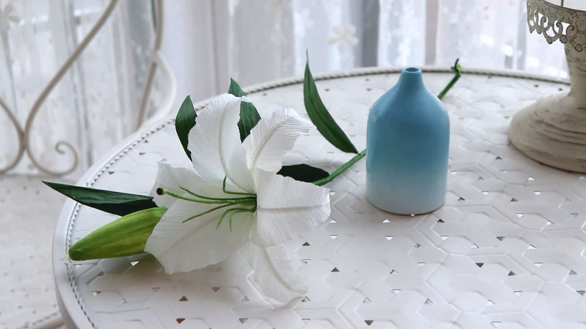 纸艺花diy.皱纹纸百合.