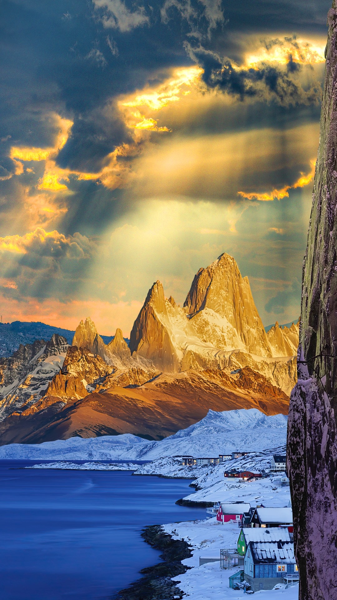 胜似仙人落凡间,白雪金山醉心田,山河壮阔惹人恋,淬火生烟煮嚣喧#风景