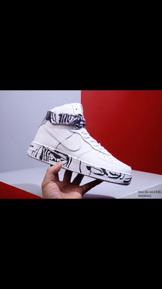 耐克空军一号联名涂鸦  air force 1 07   高帮魔术扣时尚 运动休闲