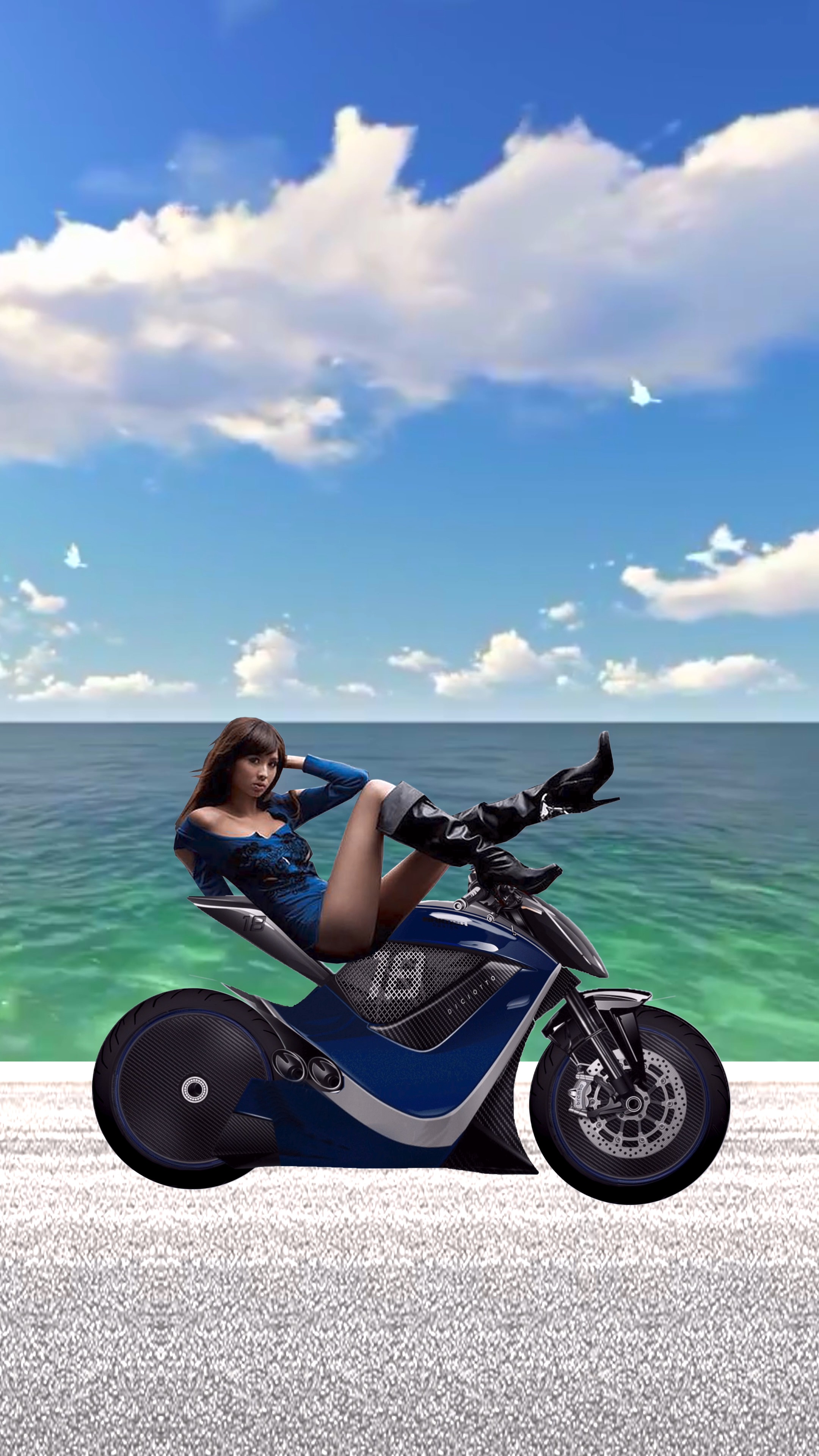 美女海滩摩托车