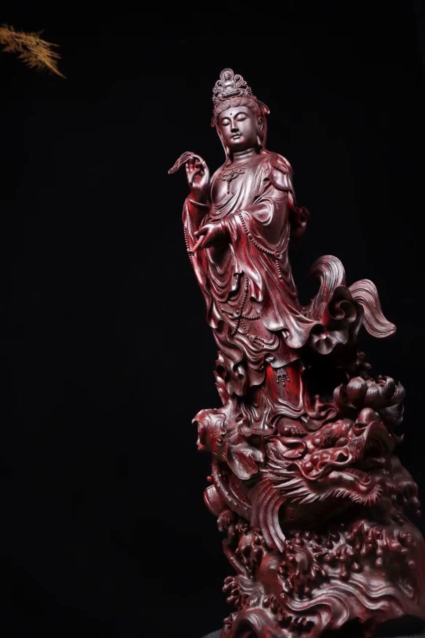 鳌鱼观音 印度小叶紫檀 顶级重器 长:29.8cm 宽:22.2cm 高:80.8cm