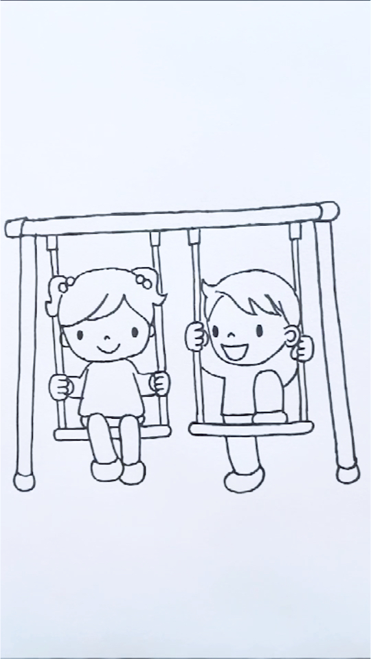 小朋友荡秋千简笔画