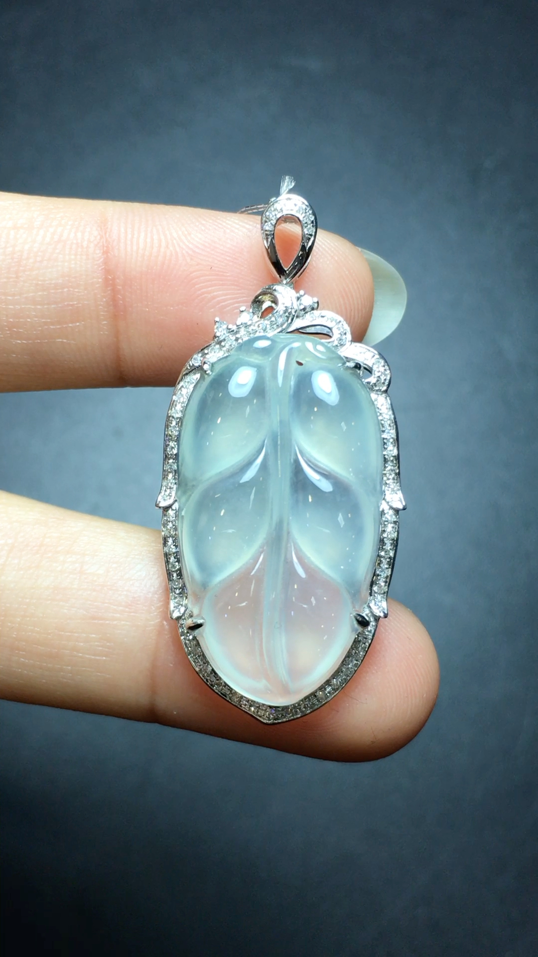 dzc10688-25478翡翠高冰老坑种白冰树叶吊坠78 新品超值不议价