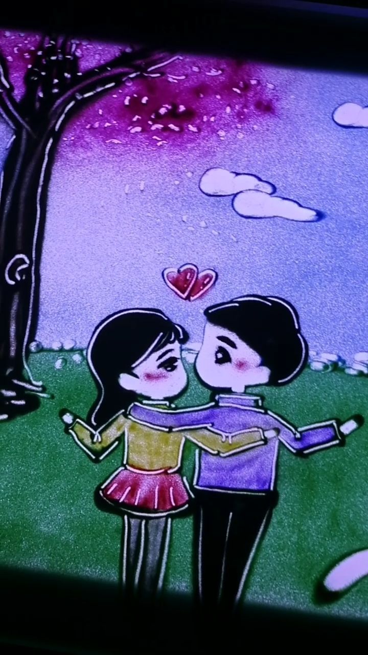 可爱的沙画爱情,爱情沙画,有木有小伙伴给点赞!