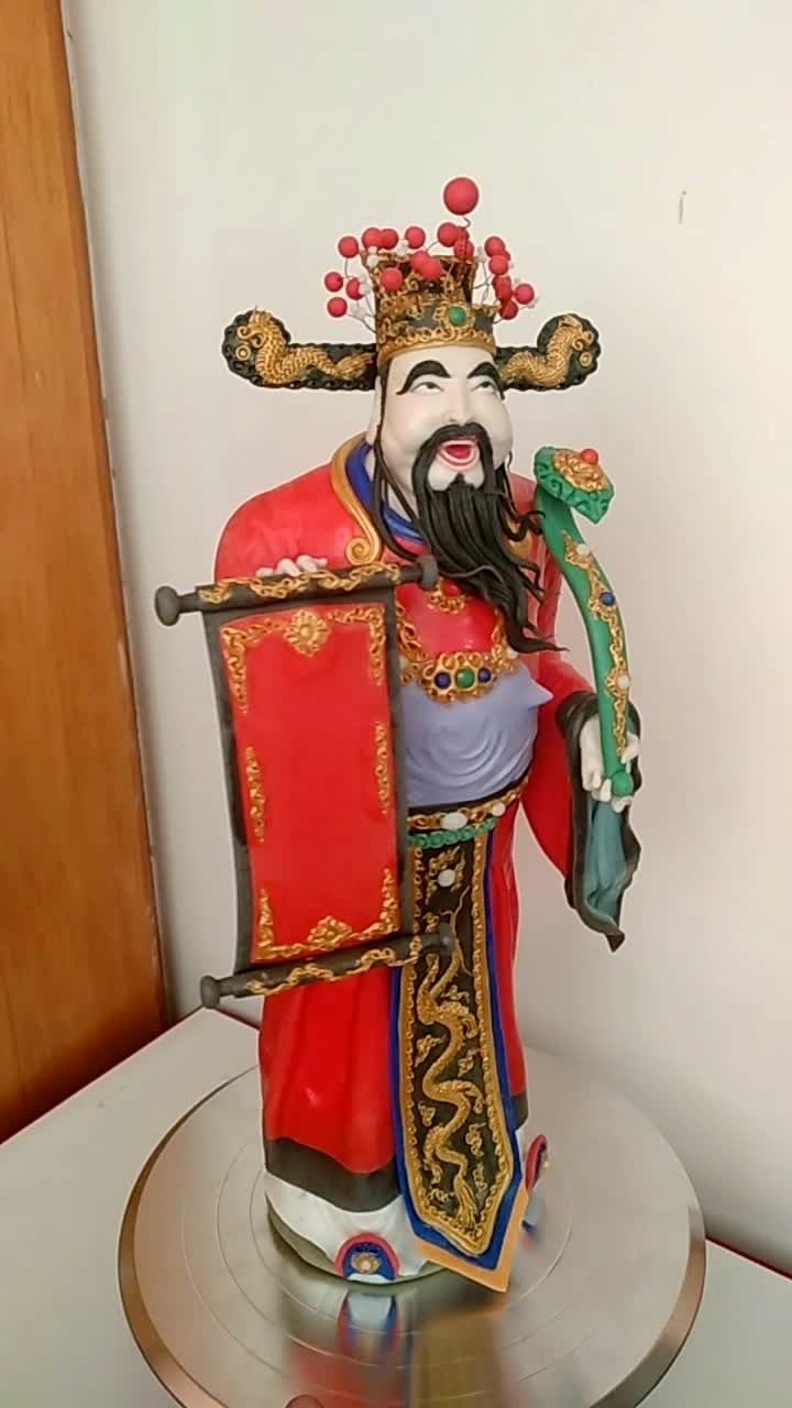 中国非物质文化遗产"面塑""财神"制作完成在写上恭喜发财就完美了05