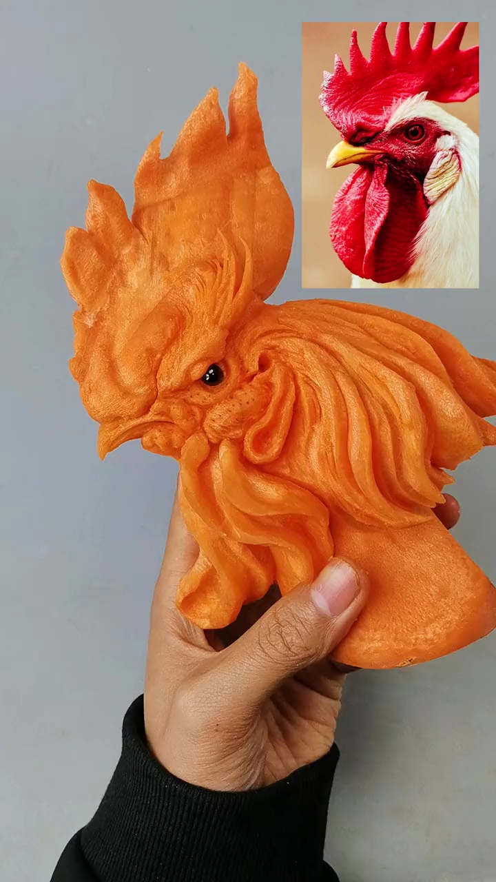 食品雕刻食品雕刻教程胡萝卜雕刻公鸡教程