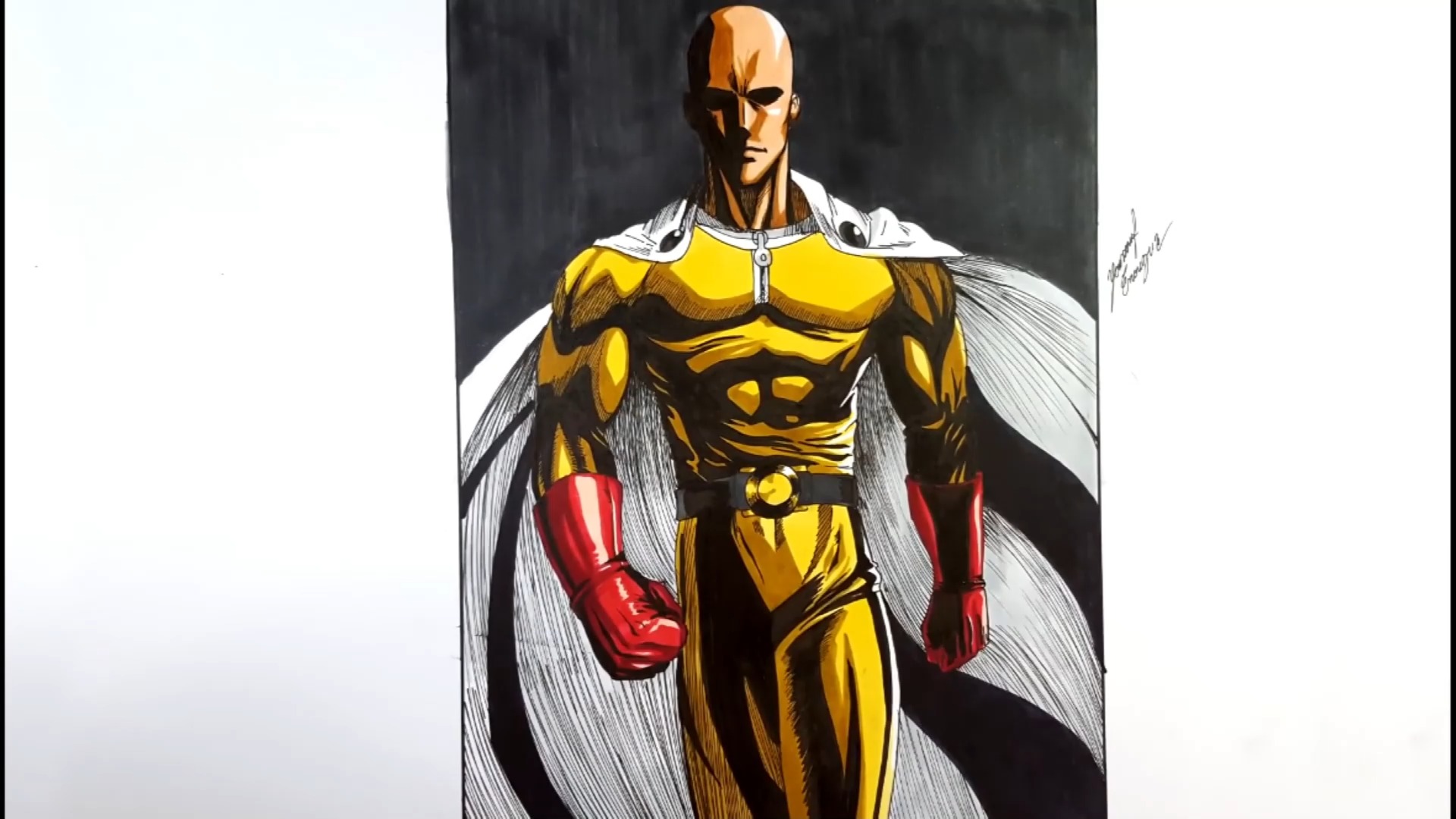 【手绘一拳】愤怒的琦玉老师!脸好黑.