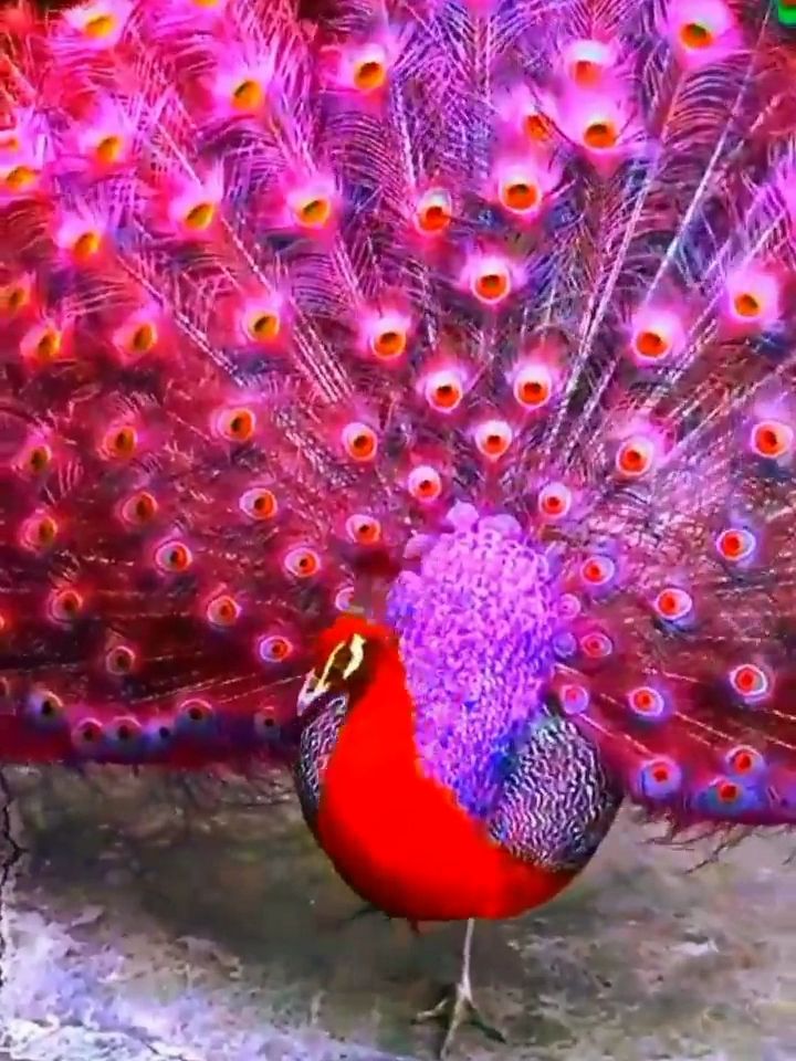 红色孔雀开屏,真的很漂亮