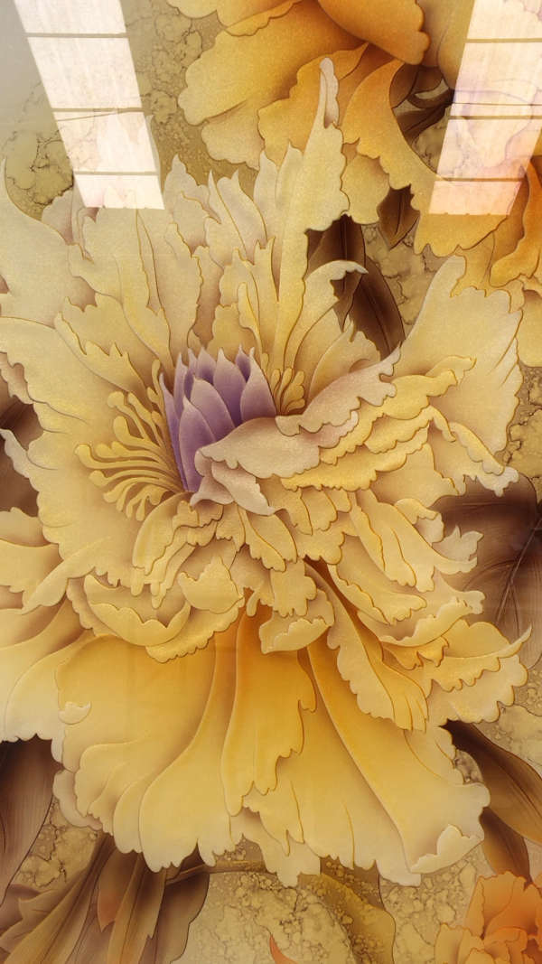 艺术玻璃抽象牡丹图案