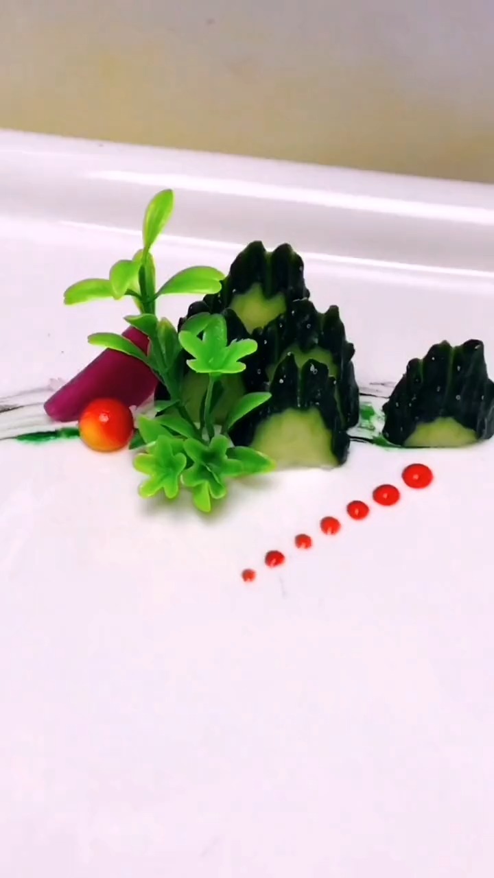 果蔬创意盘饰热菜摆盘创意盘饰美食简单盘饰教程