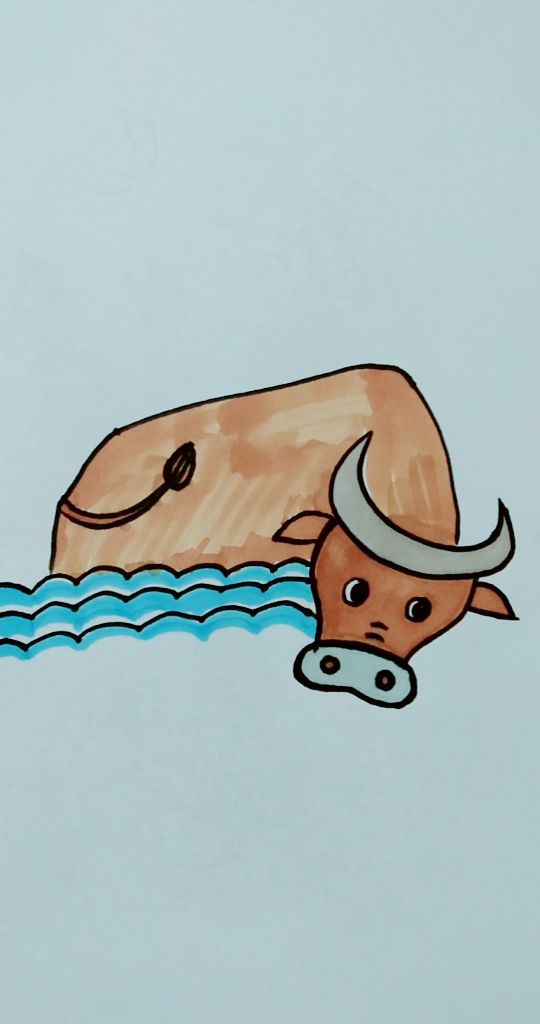 人家是水牛.有趣简笔画