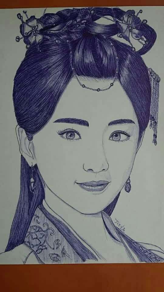圆珠笔手绘 《锦绣未央》毛晓彤