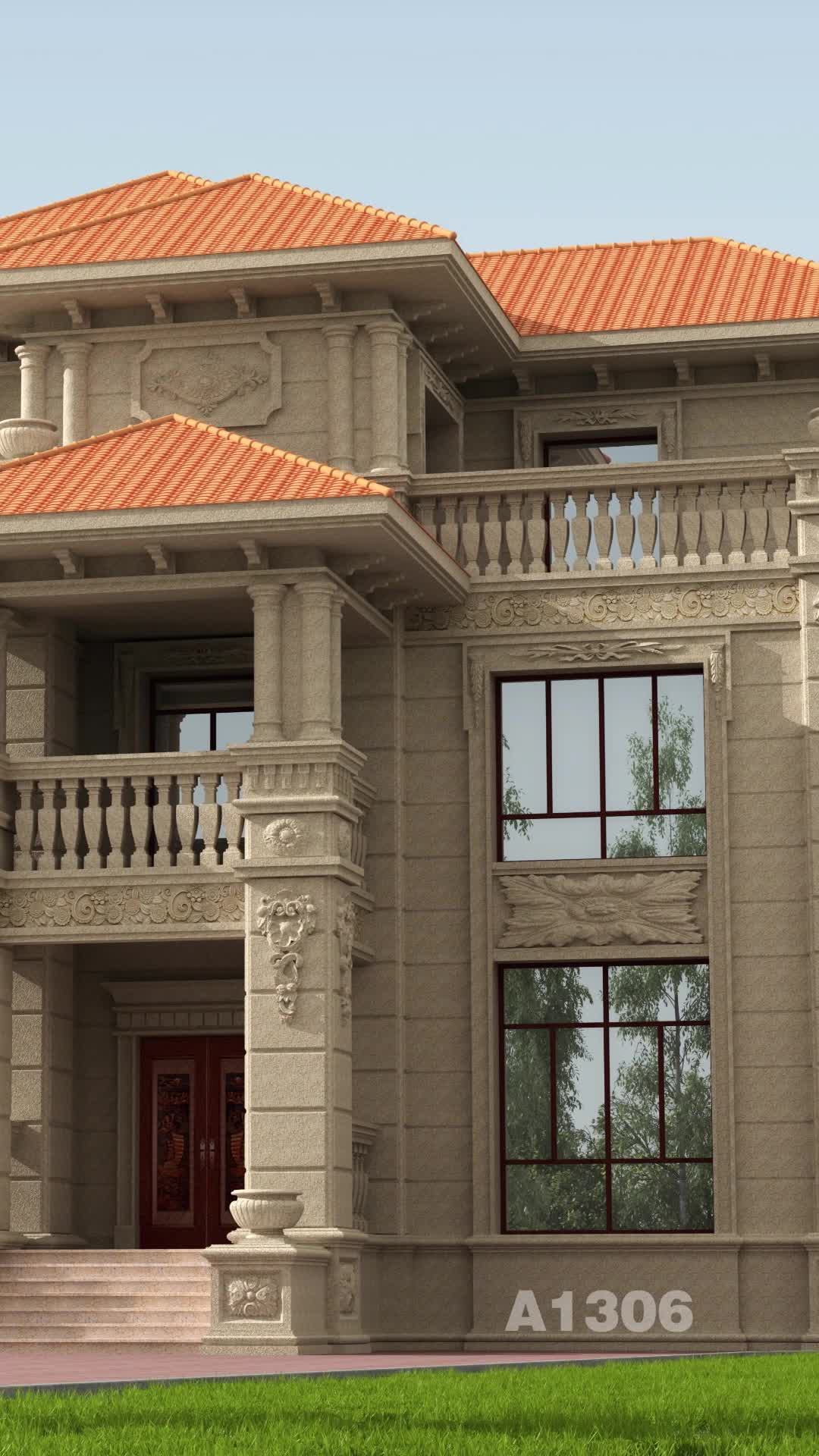 复式农村别墅,带落地大玻璃,使室内阳光十分充足.