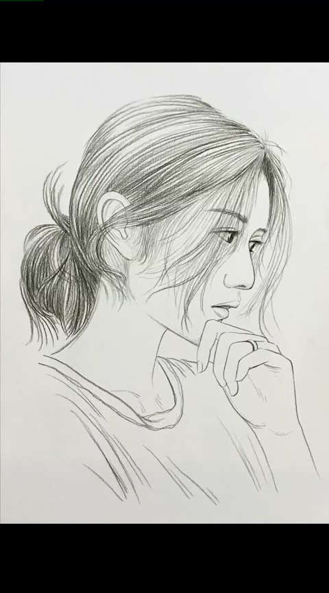 手绘女生线描速写简笔画