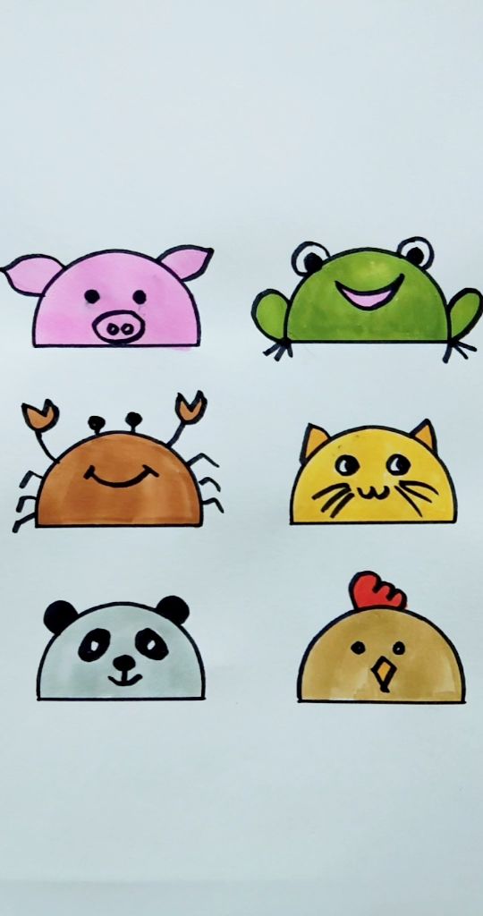 半圆形创意,画有趣的小动物吧!