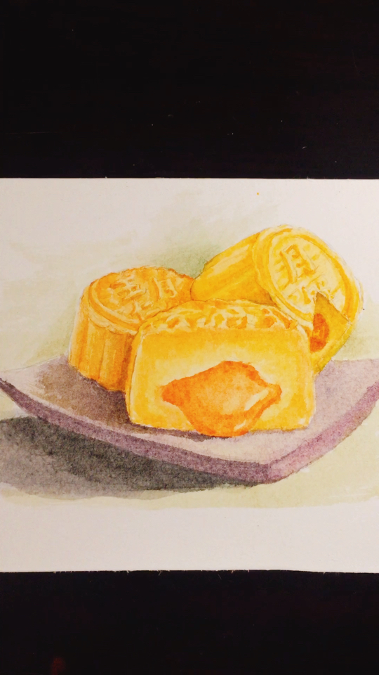 水彩 教大家画今年月饼界的黑马:流心月饼!安排!(一看就会系列?