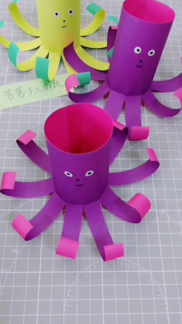 幼儿园简易手工,章鱼哥#手工#  #折纸