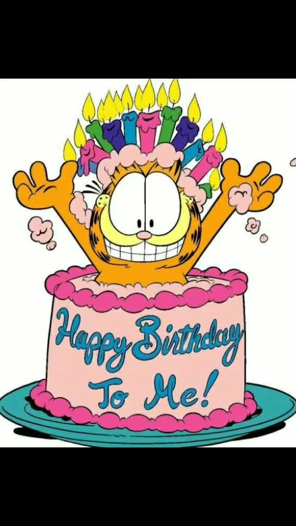 加菲猫生日快乐![哈哈]请带我一起吃蛋糕,睡懒觉