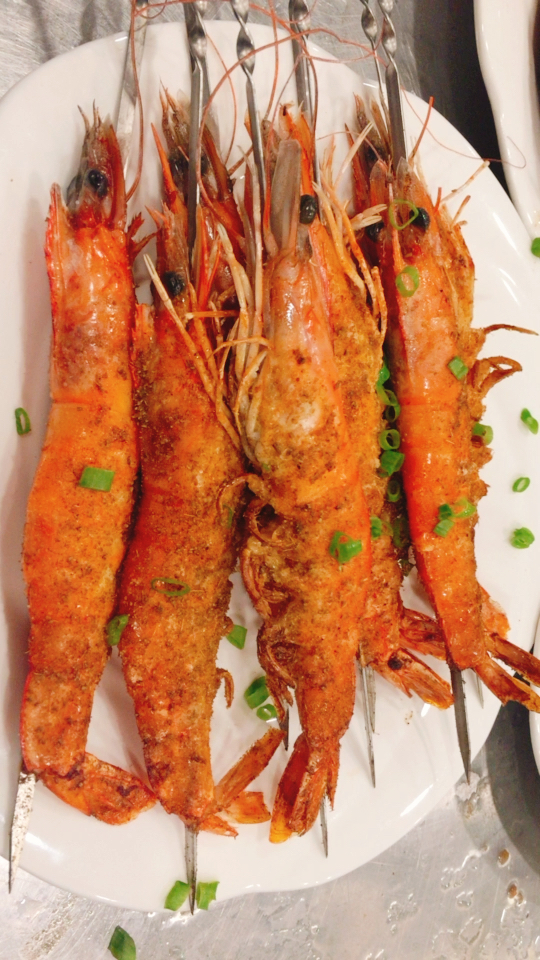 烧大马贝,烤大海虾!