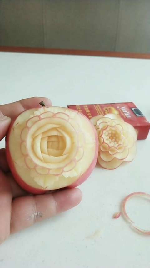 果蔬雕刻,果雕苹果花.