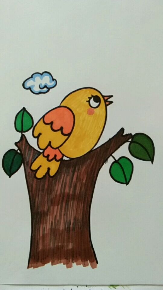 树上小鸟图画图片