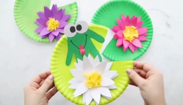 【亲子手工篇】纸盘手工  荷塘边的小青蛙