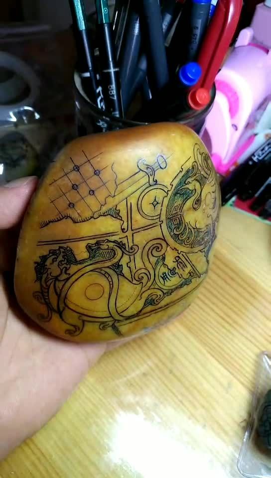 千古一宗,和田籽料大籽《古风怀古》,锦灰堆设计手稿!