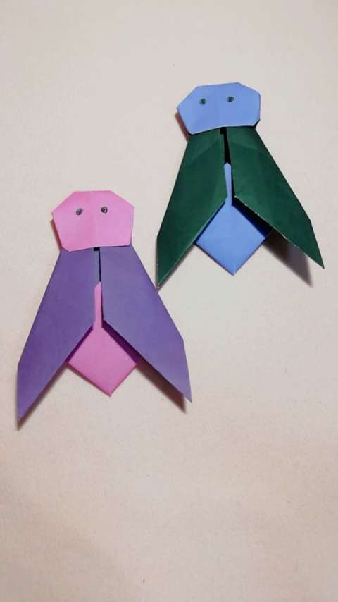 折纸苍蝇,这样看起来竟然有点可爱哦