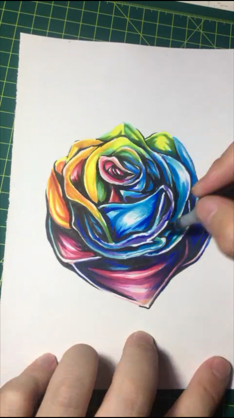 纯马克笔手绘玫瑰