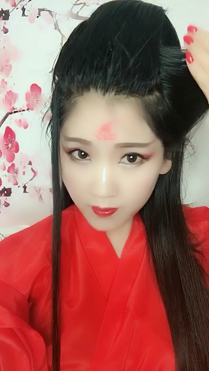 花千骨入魔发型教程,为了拍这个视频特意化了个妖神妆 98