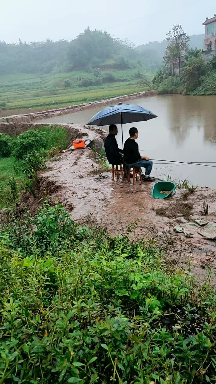 下雨天也坚持钓鱼