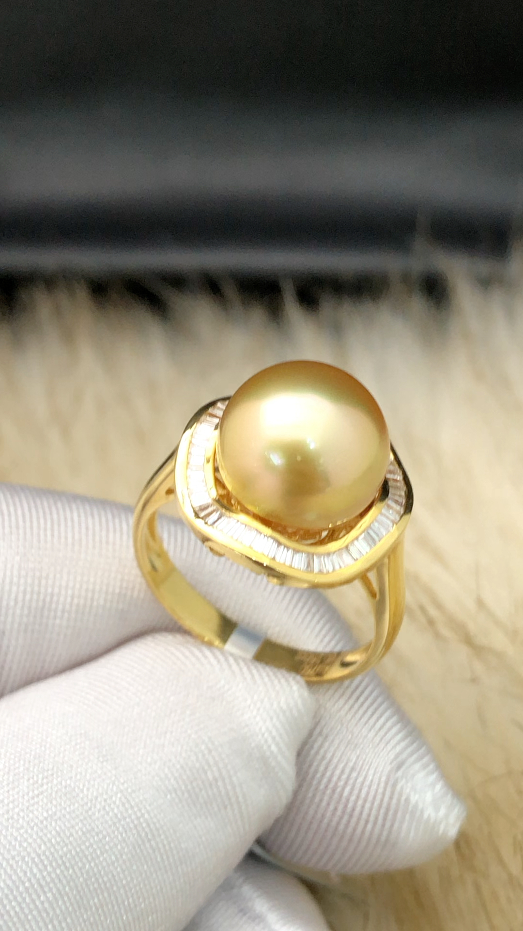 天然海水珍珠18k金镶嵌南非钻石