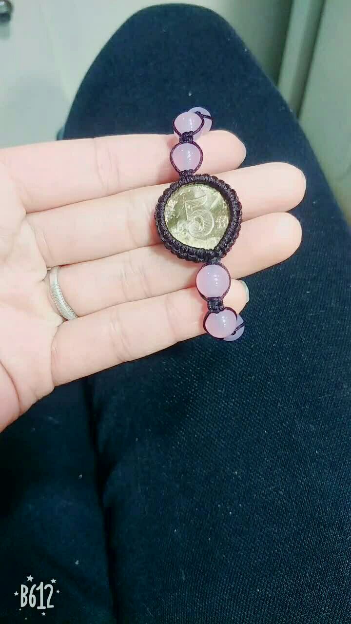 礼物一对幸运手工编织五毛5角硬币手链红绳情侣女款本命年女红5字 60.