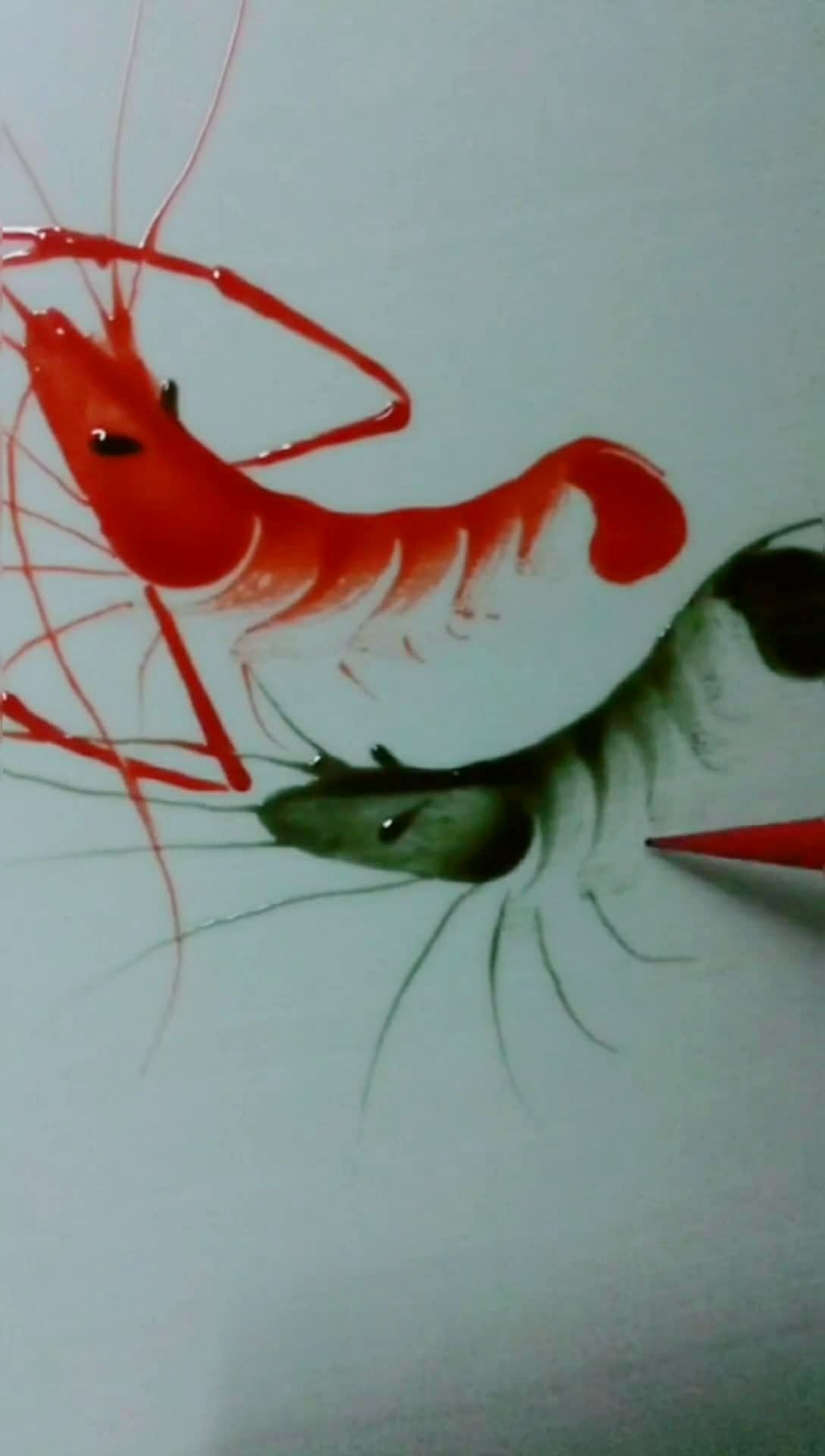 果酱画虾的画法步骤图片
