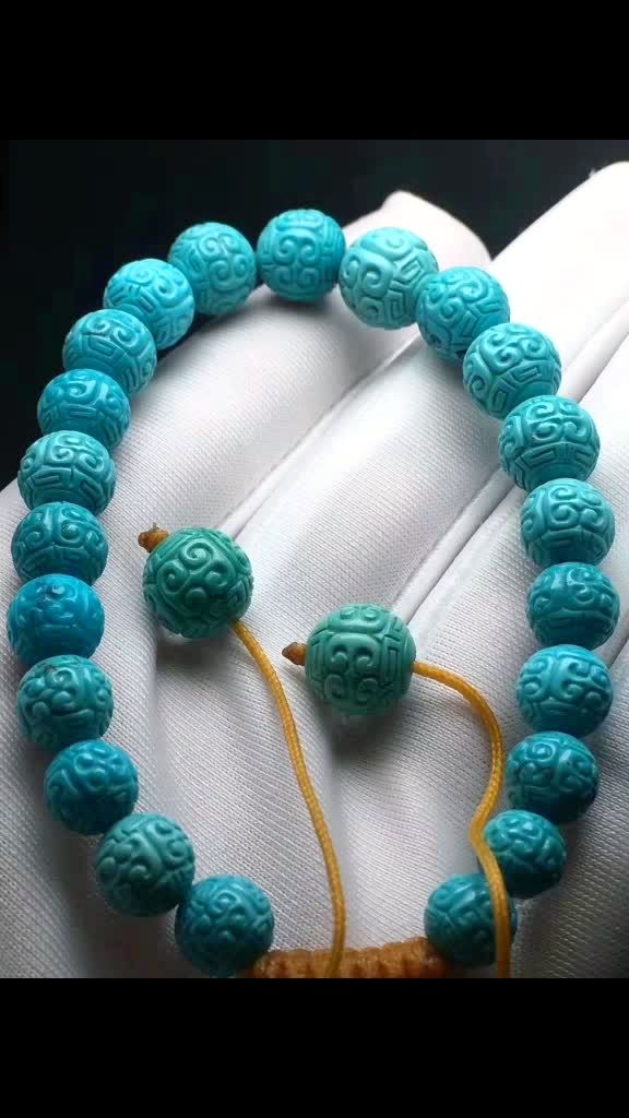 5/9原矿纯天然高瓷雕刻回纹珠手串,全部玉化,d2181112