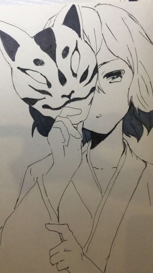 画个戴面具的少女.二次元头像.